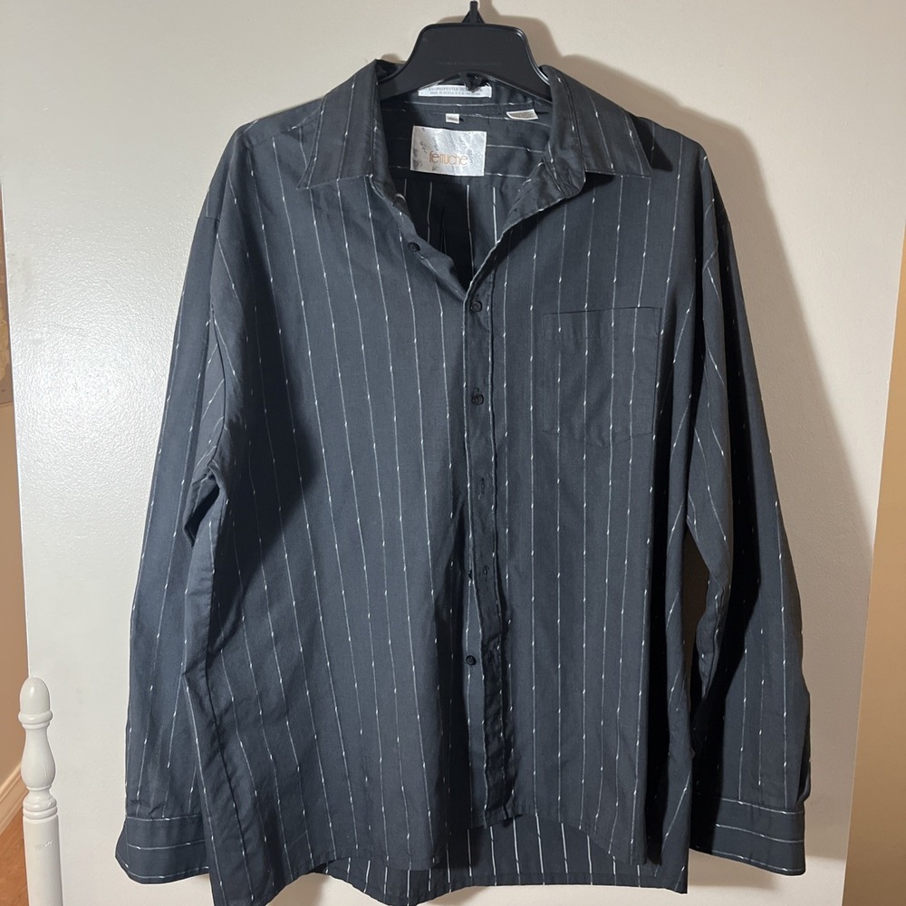 Vintage Ferruche Casual Basics Striped  Men's Long Sleeve Shirt XL